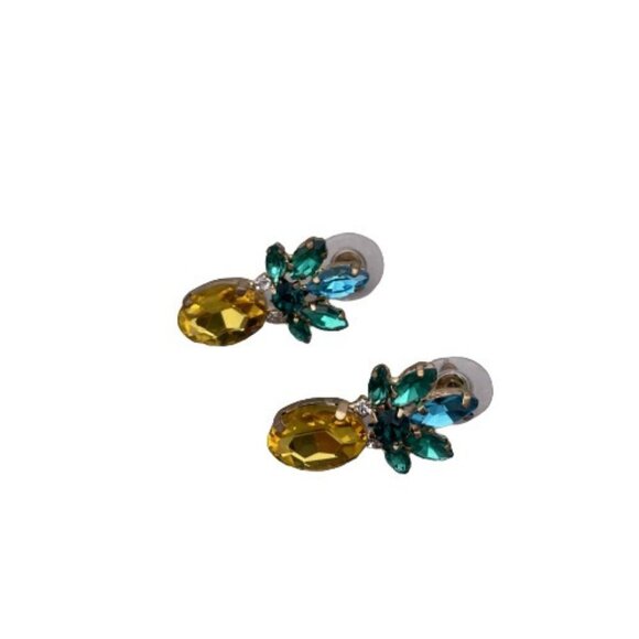 Faceted Crystal Rhinestone Pineapple Fashion Earrings - Picture 1 of 6